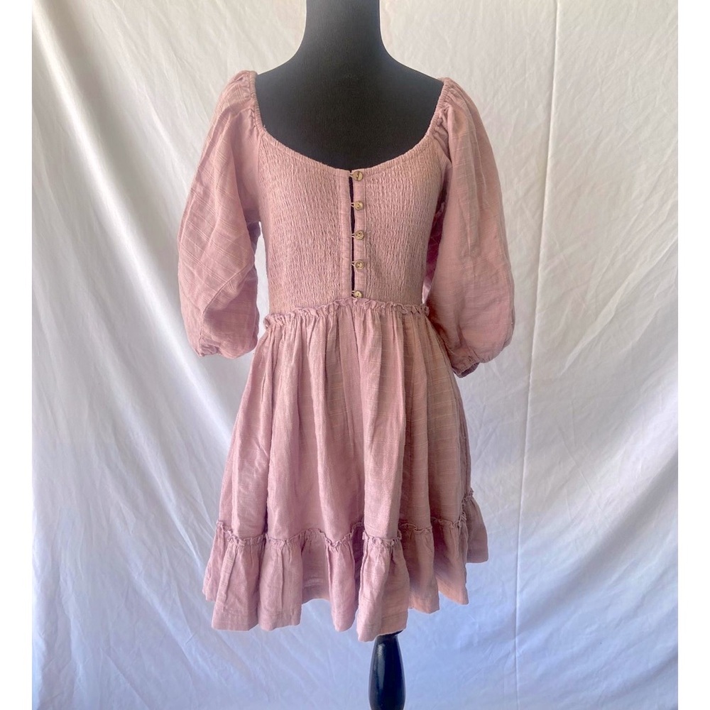 Free People Summer Picnic Mauve Mini Dress